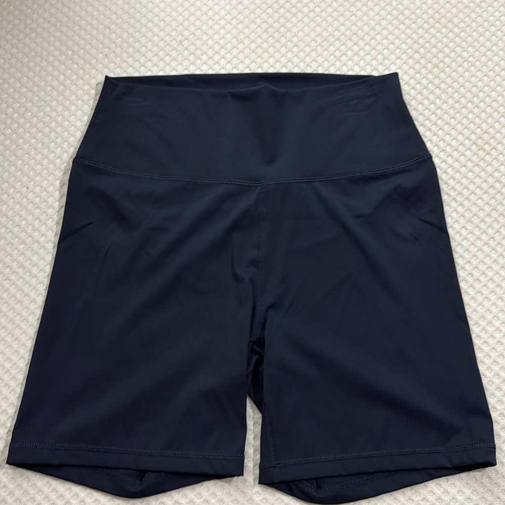 CRZ YOGA Women's Naked Feeling Biker Shorts - 6in. In Navy Blue.